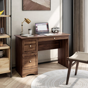 Wooden 1920s Vintage Computer Desk with 3 Drawers for Home and Office