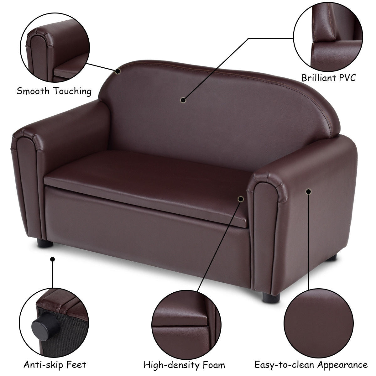 Sofa Armrest Chair with Storage Function for Kids