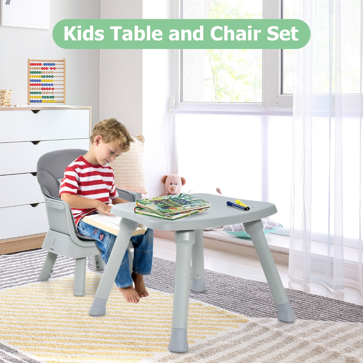 8 in 1 Building Block Table with Removable Washable Tray for Baby