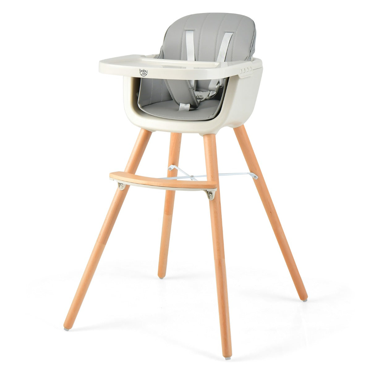 3 in 1 Wooden Convertible Baby High Chair with Removable Tray