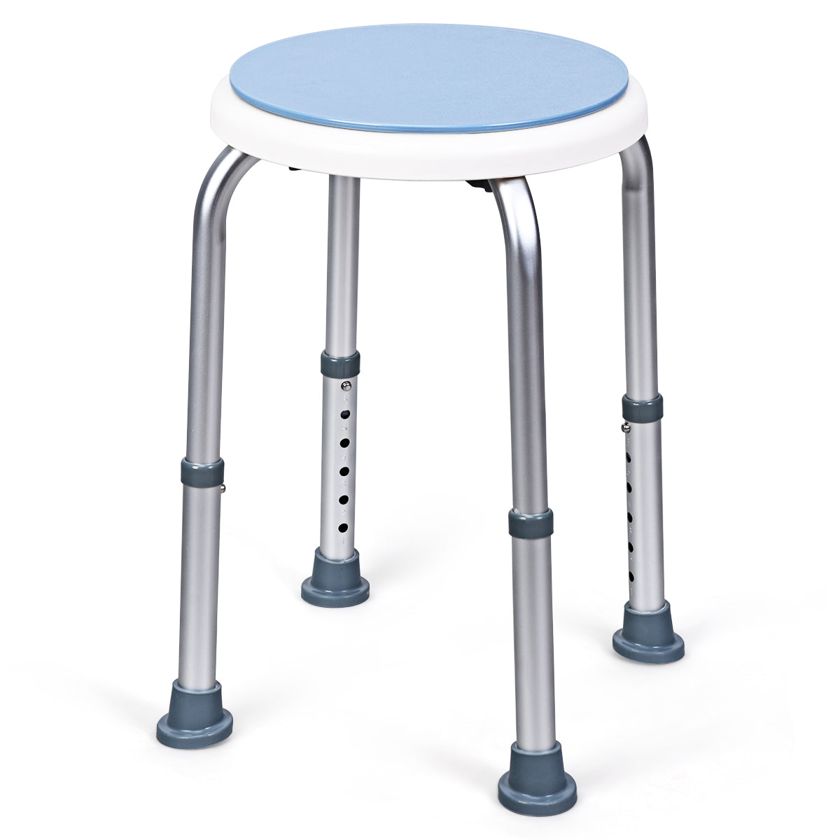 360° Rotating Shower Stool with 6 Height & Anti-Slip Rubber Tips