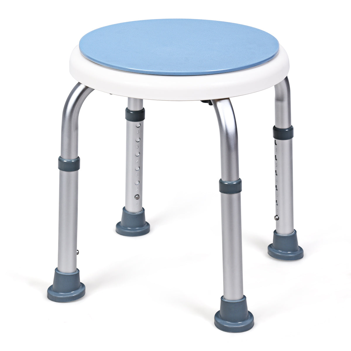 360° Rotating Shower Stool with 6 Height & Anti-Slip Rubber Tips