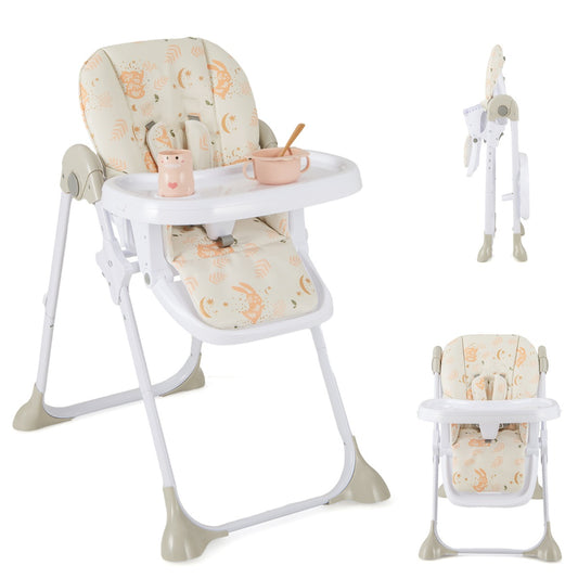 Baby Foldable Convertible High Chair with Adjustable Height Recline