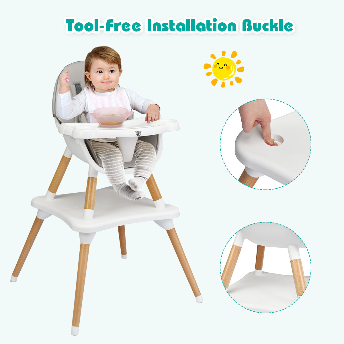 5-in-1 Convertible Wooden High Chair for Toddlers