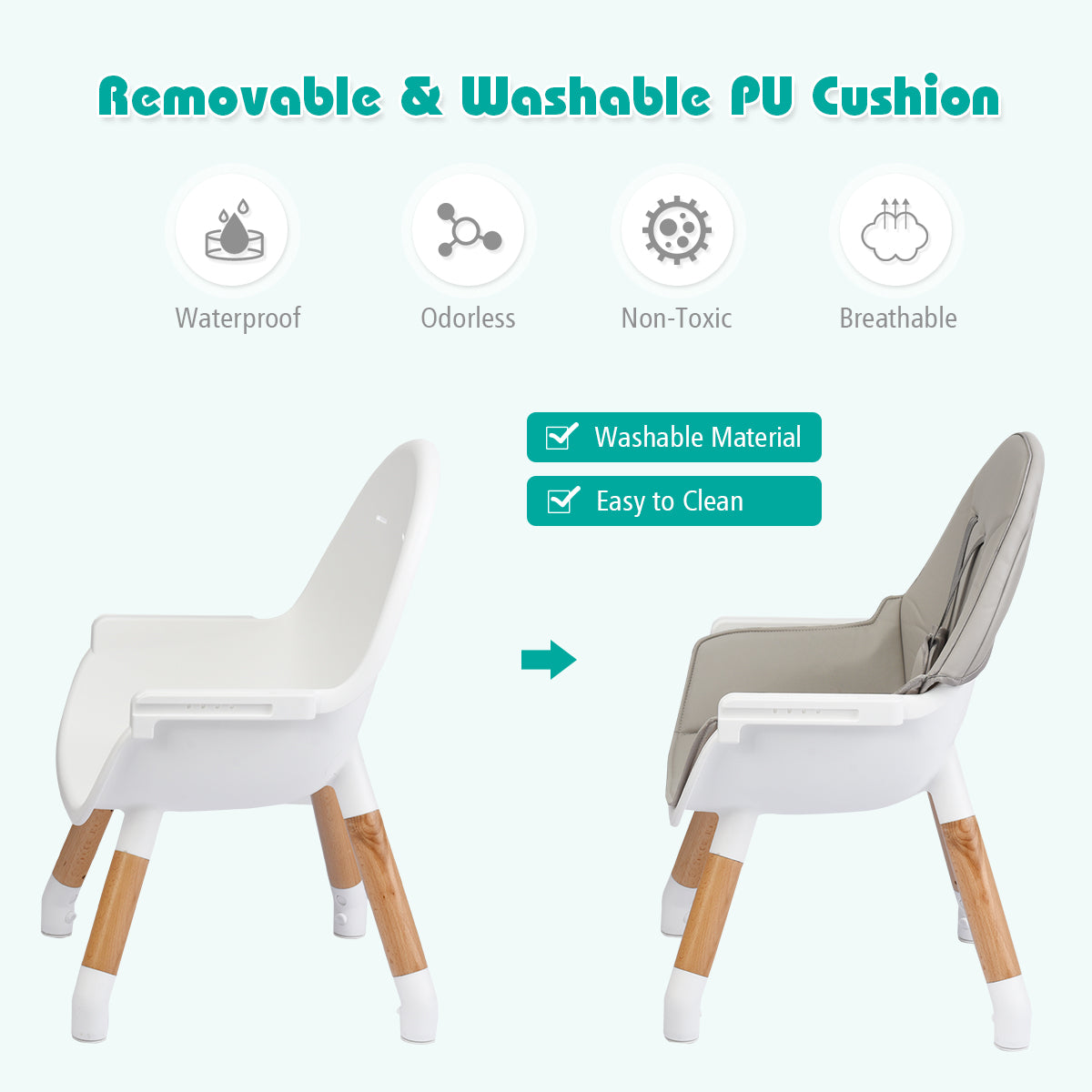 5-in-1 Convertible Wooden High Chair for Toddlers