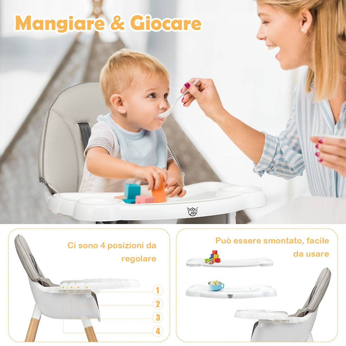 5-in-1 Convertible Wooden High Chair for Toddlers