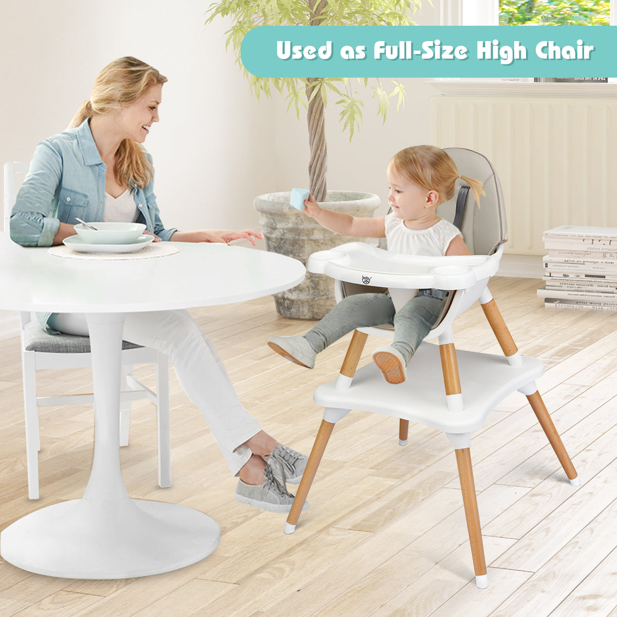 5-in-1 Convertible Wooden High Chair for Toddlers