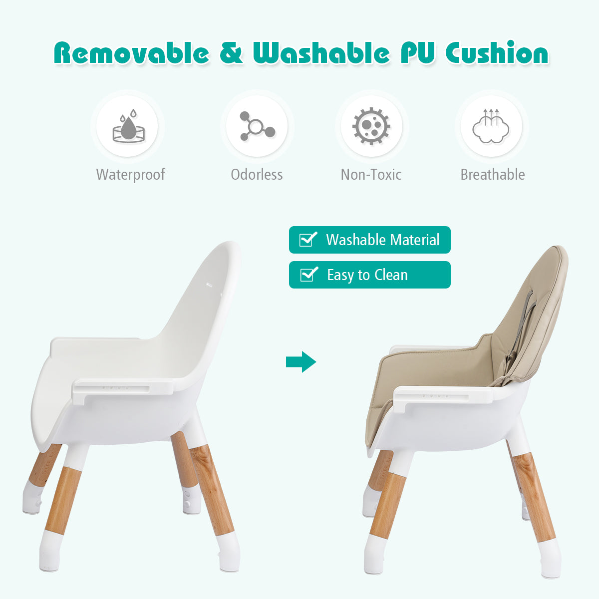 5-in-1 Convertible Wooden High Chair for Toddlers