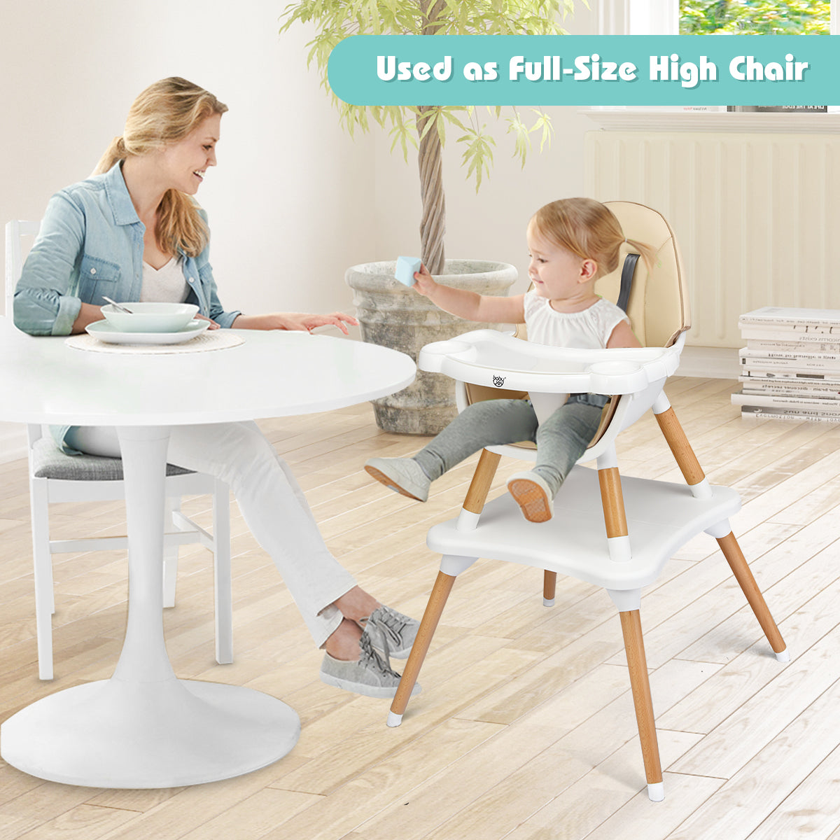 5-in-1 Convertible Wooden High Chair for Toddlers