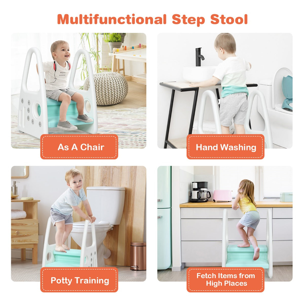 kids step stool for Toddler with Non-slip Design