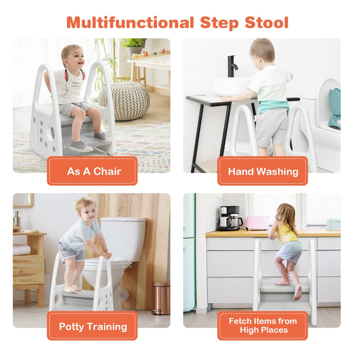 kids step stool for Toddler with Non-slip Design