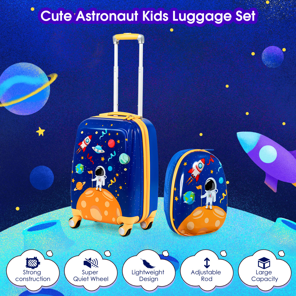 Kids Luggage Set with 4 Multidirectional wheels for Travel