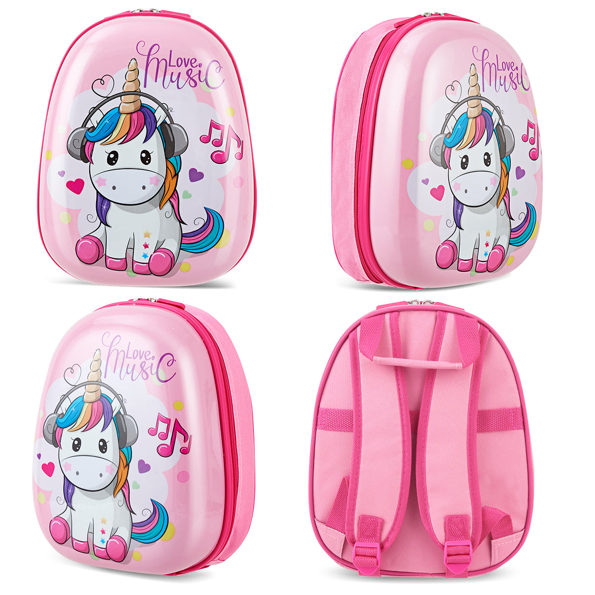 Kids Hard Shell Unicorn Luggage Backpack Set for Travel