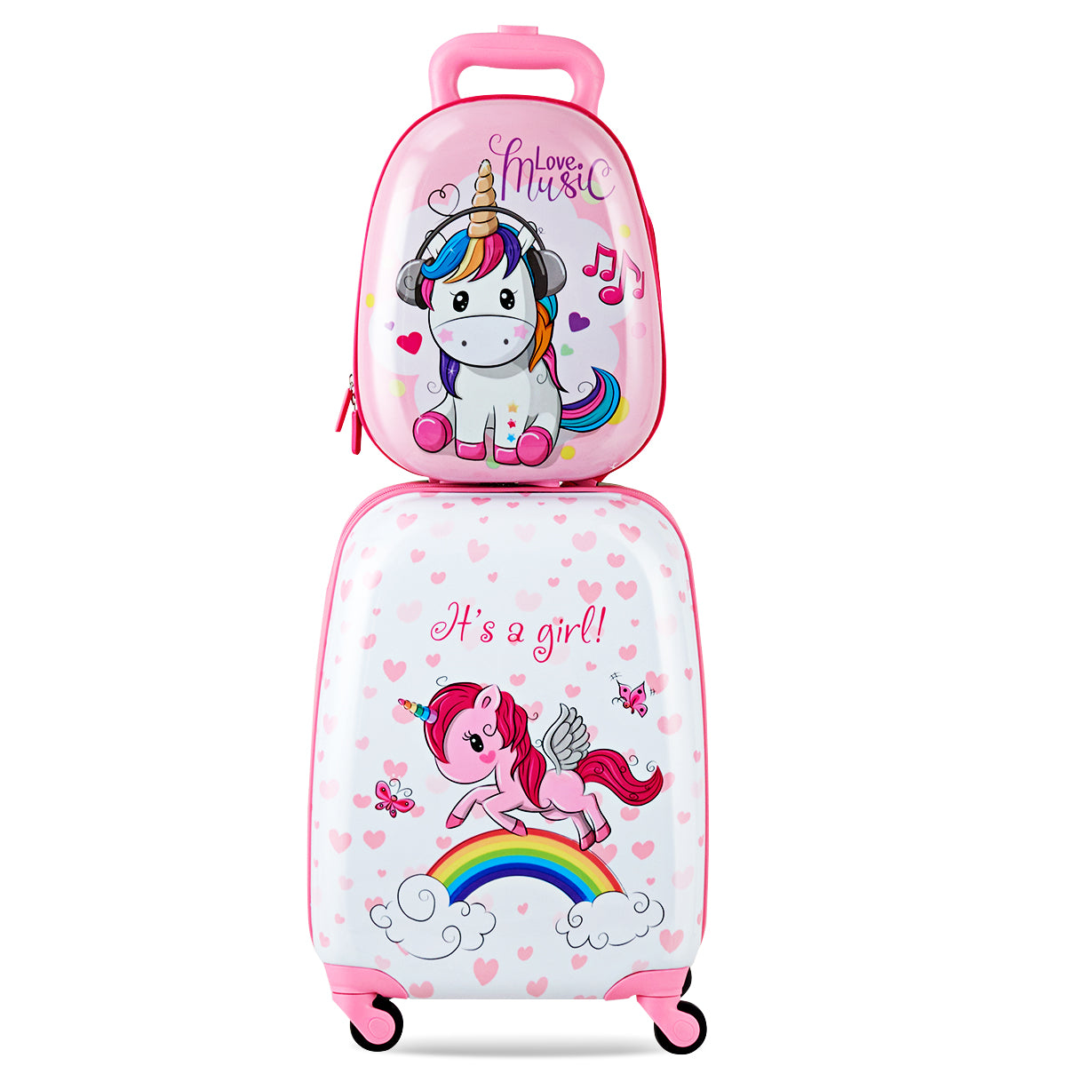 Kids Hard Shell Unicorn Luggage Backpack Set for Travel