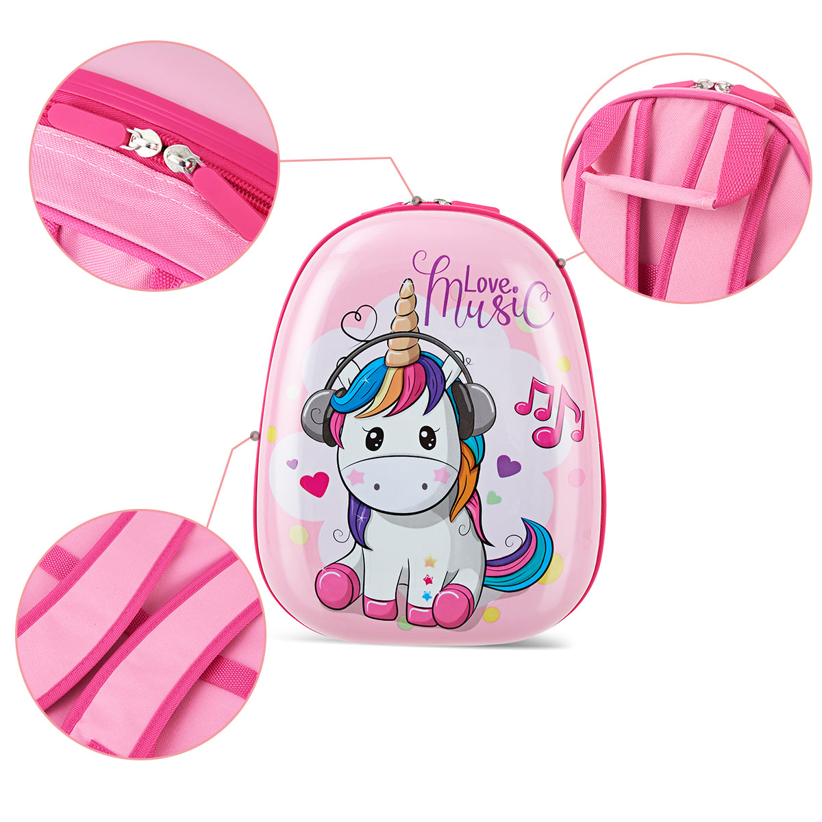 Kids Hard Shell Unicorn Luggage Backpack Set for Travel