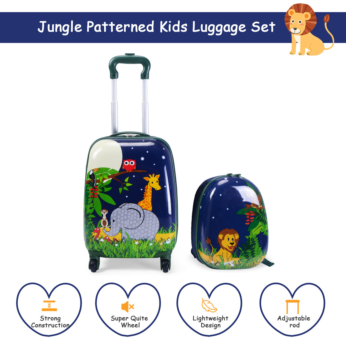 2 Pieces Kids Carry On Luggage Set with Spinner Wheels