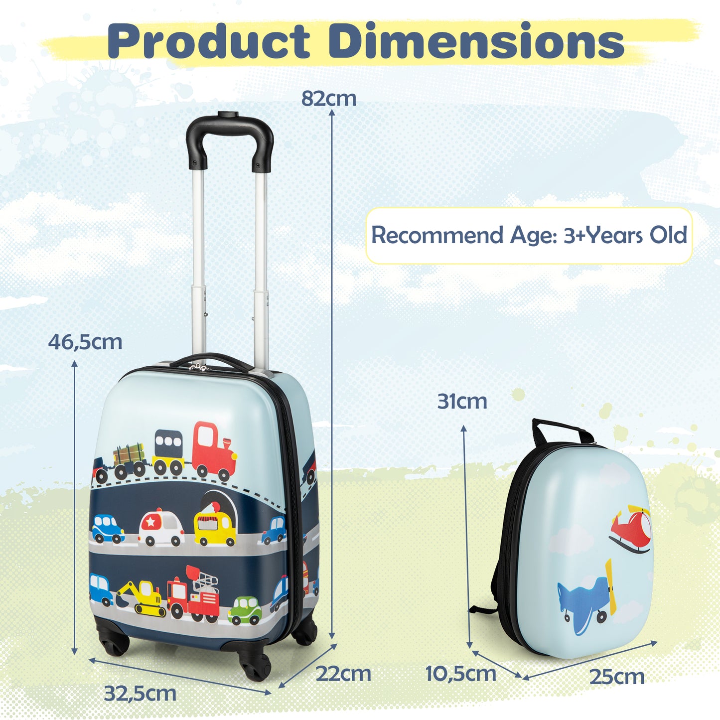 2-Piece Carry-on Luggage Set with Spinner Wheels for Children