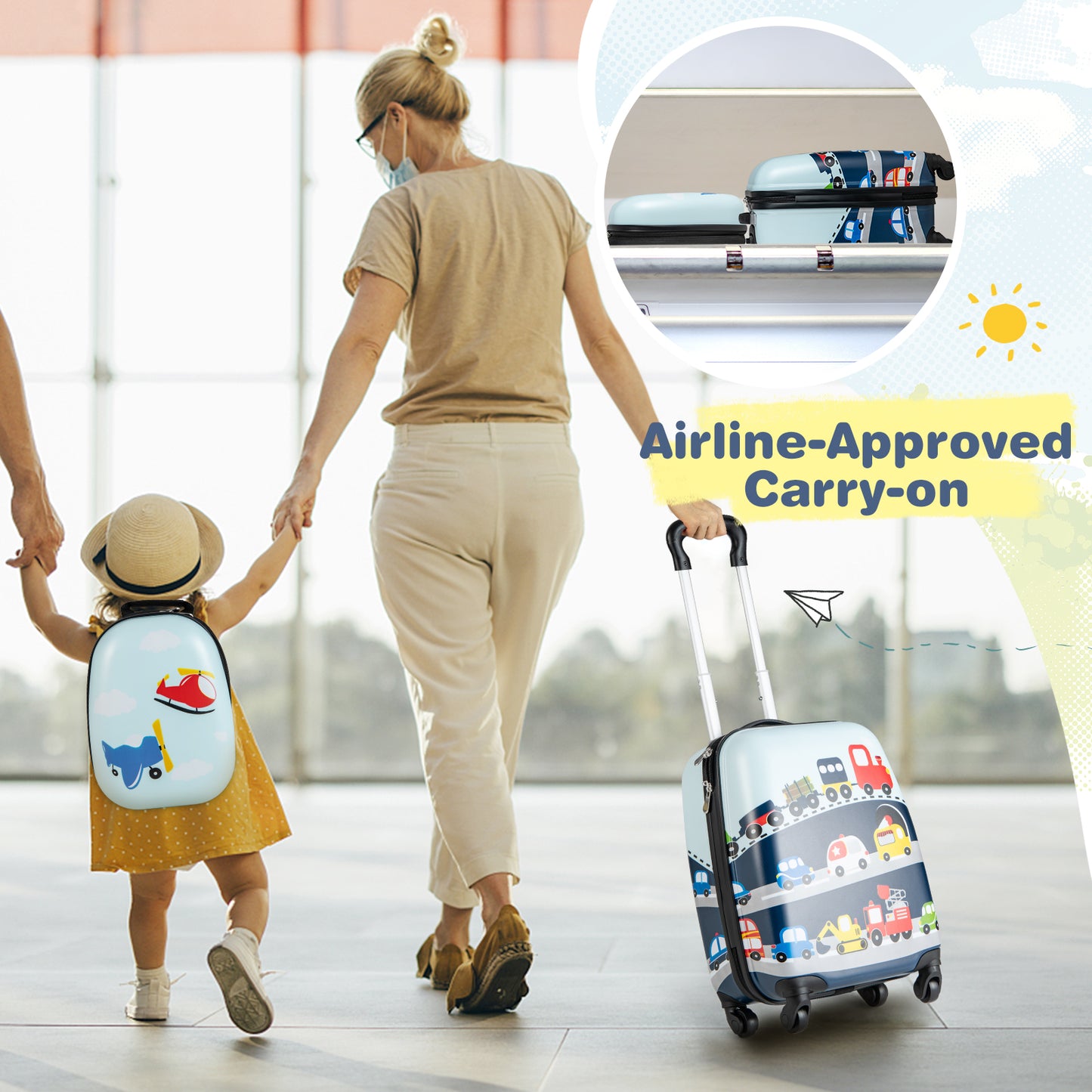 2-Piece Carry-on Luggage Set with Spinner Wheels for Children