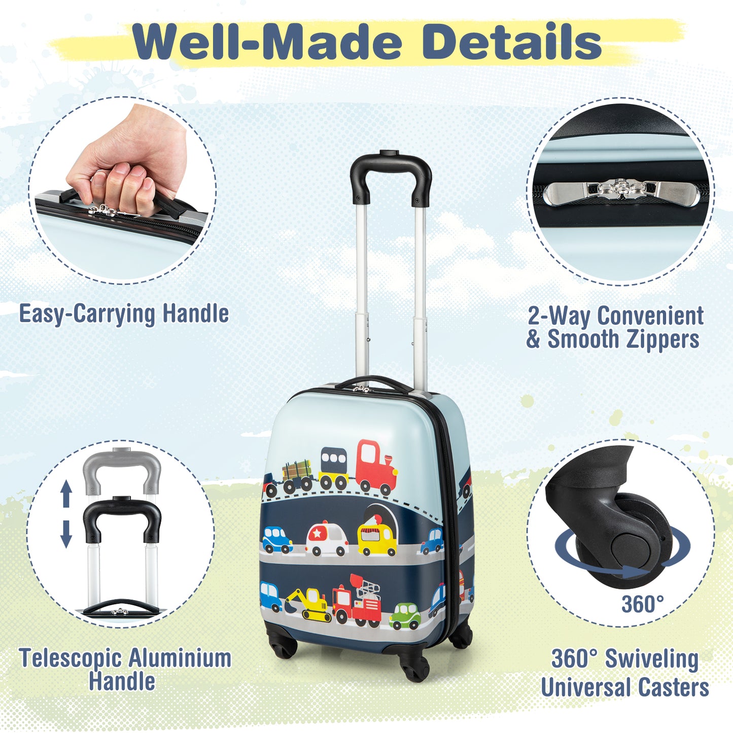 2-Piece Carry-on Luggage Set with Spinner Wheels for Children