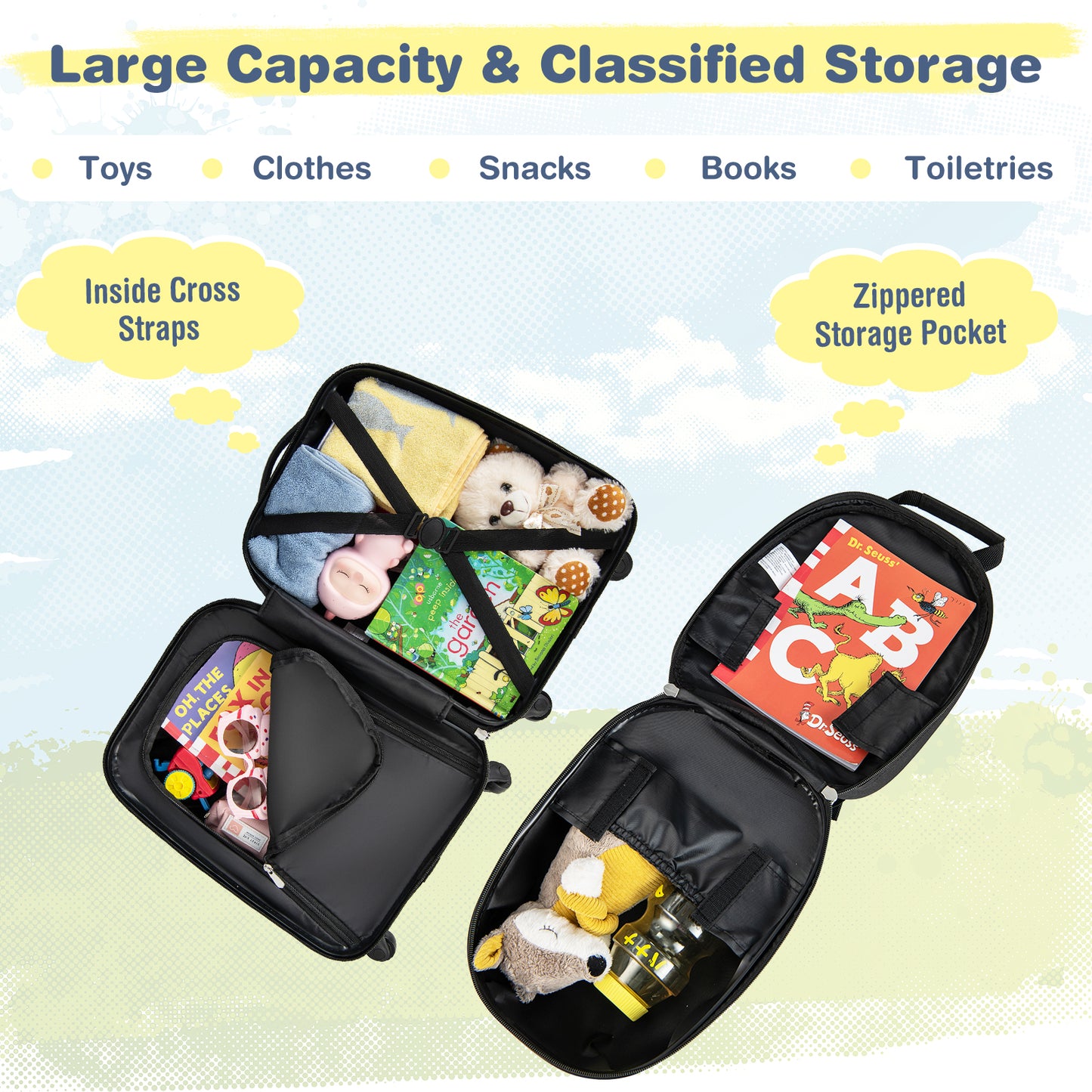 2-Piece Carry-on Luggage Set with Spinner Wheels for Children