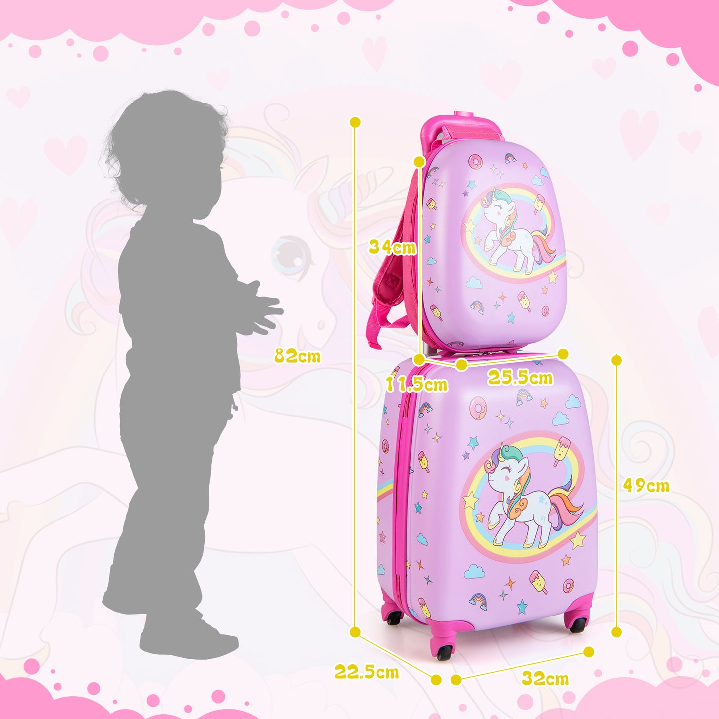 2-Piece Carry-on Luggage Set with Spinner Wheels for Children