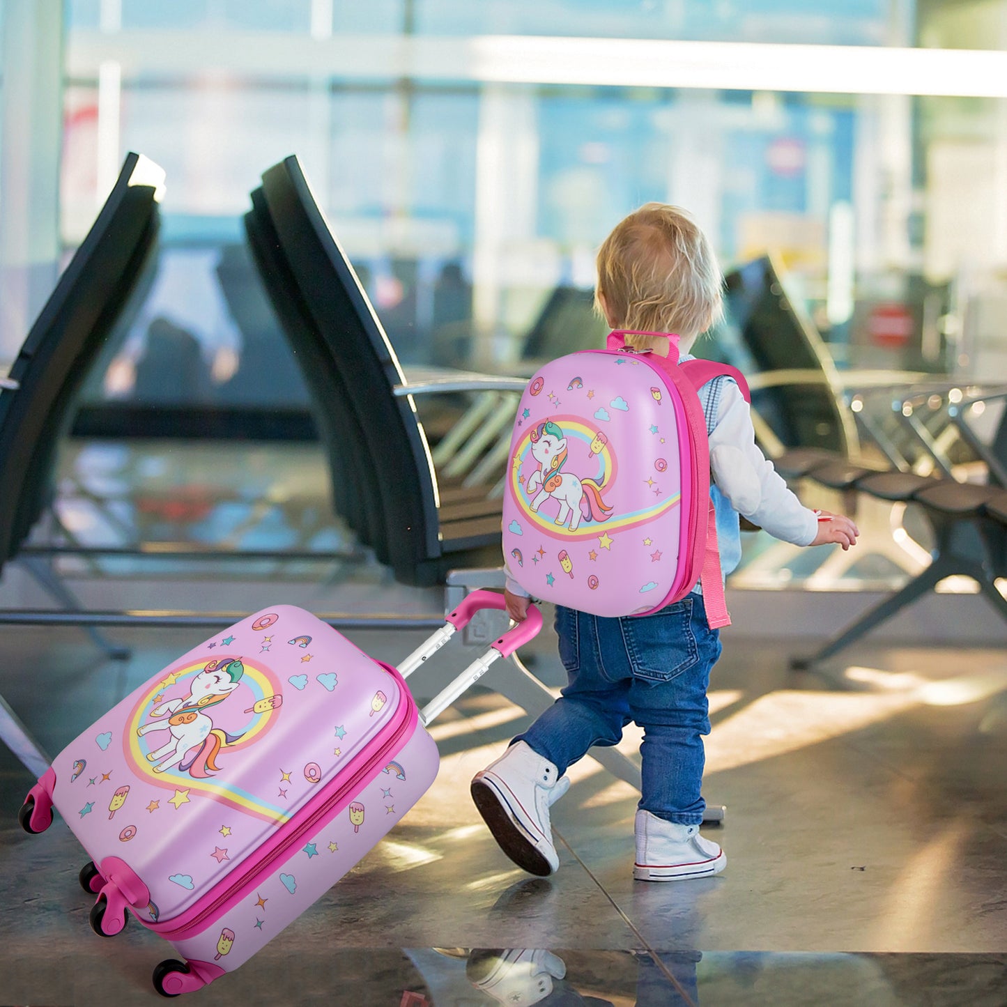 2-Piece Carry-on Luggage Set with Spinner Wheels for Children