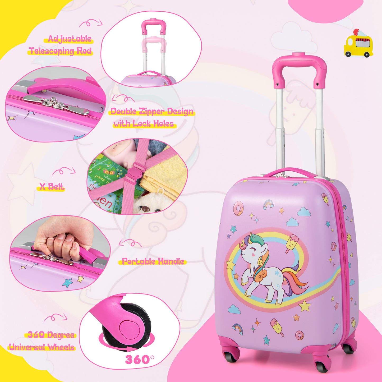 2-Piece Carry-on Luggage Set with Spinner Wheels for Children