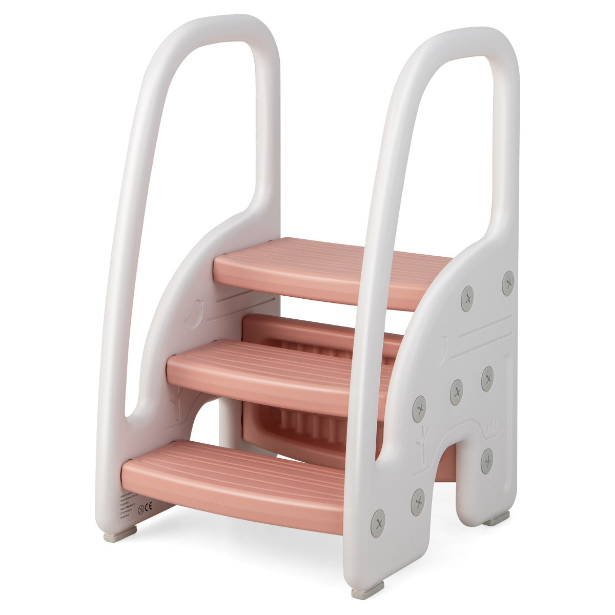 Three-Step Stool with Safety Handles and Non-slip Pedals for Toddlers