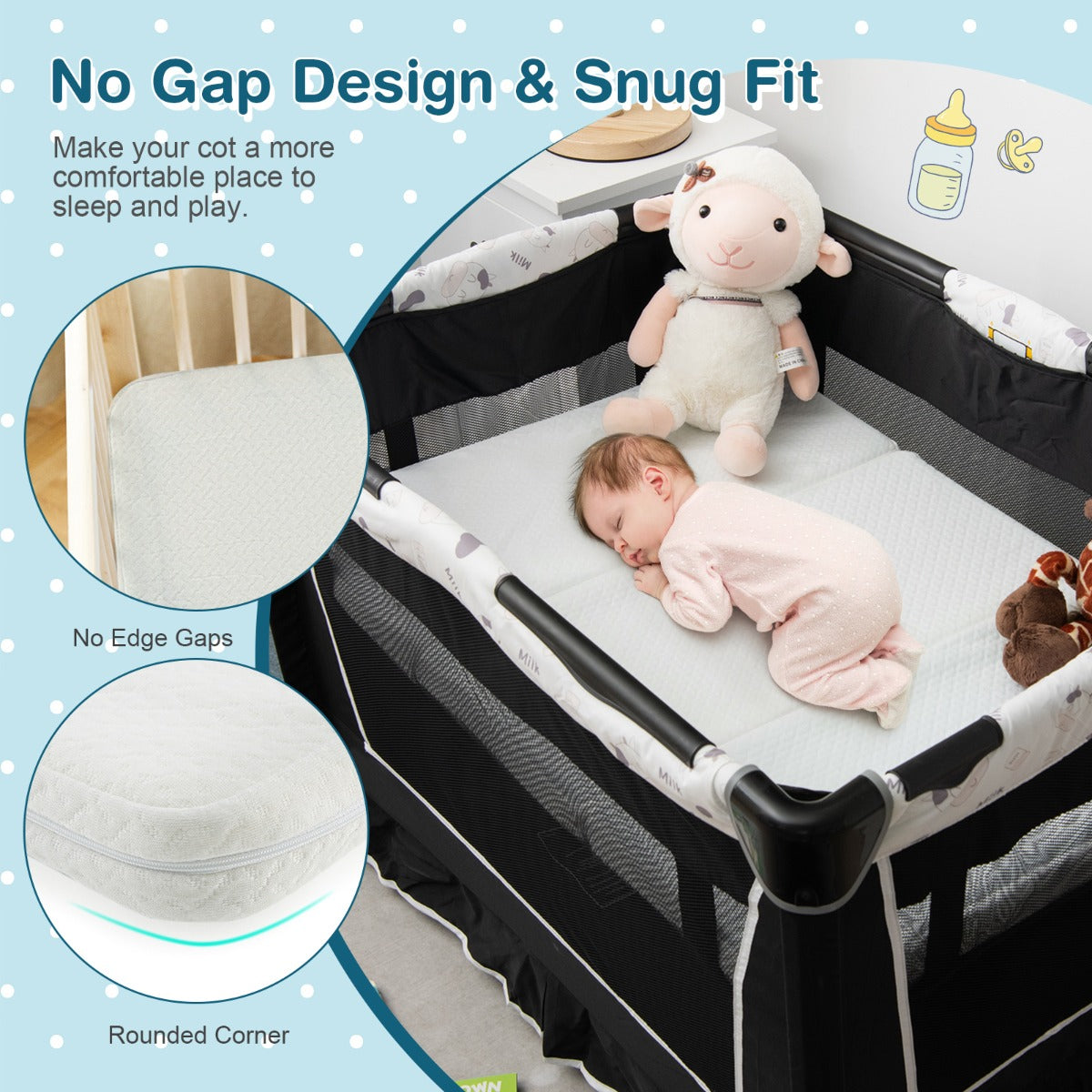 Tri-fold Baby Foam Mattress with Carrying Bag for Travel