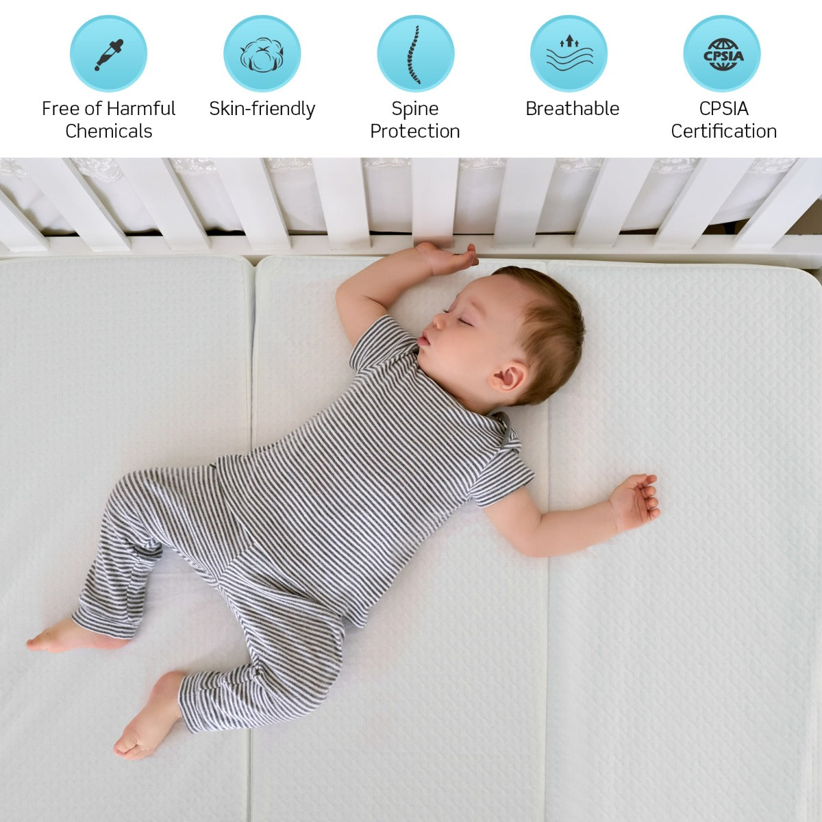 Tri-fold Baby Foam Mattress with Carrying Bag for Travel