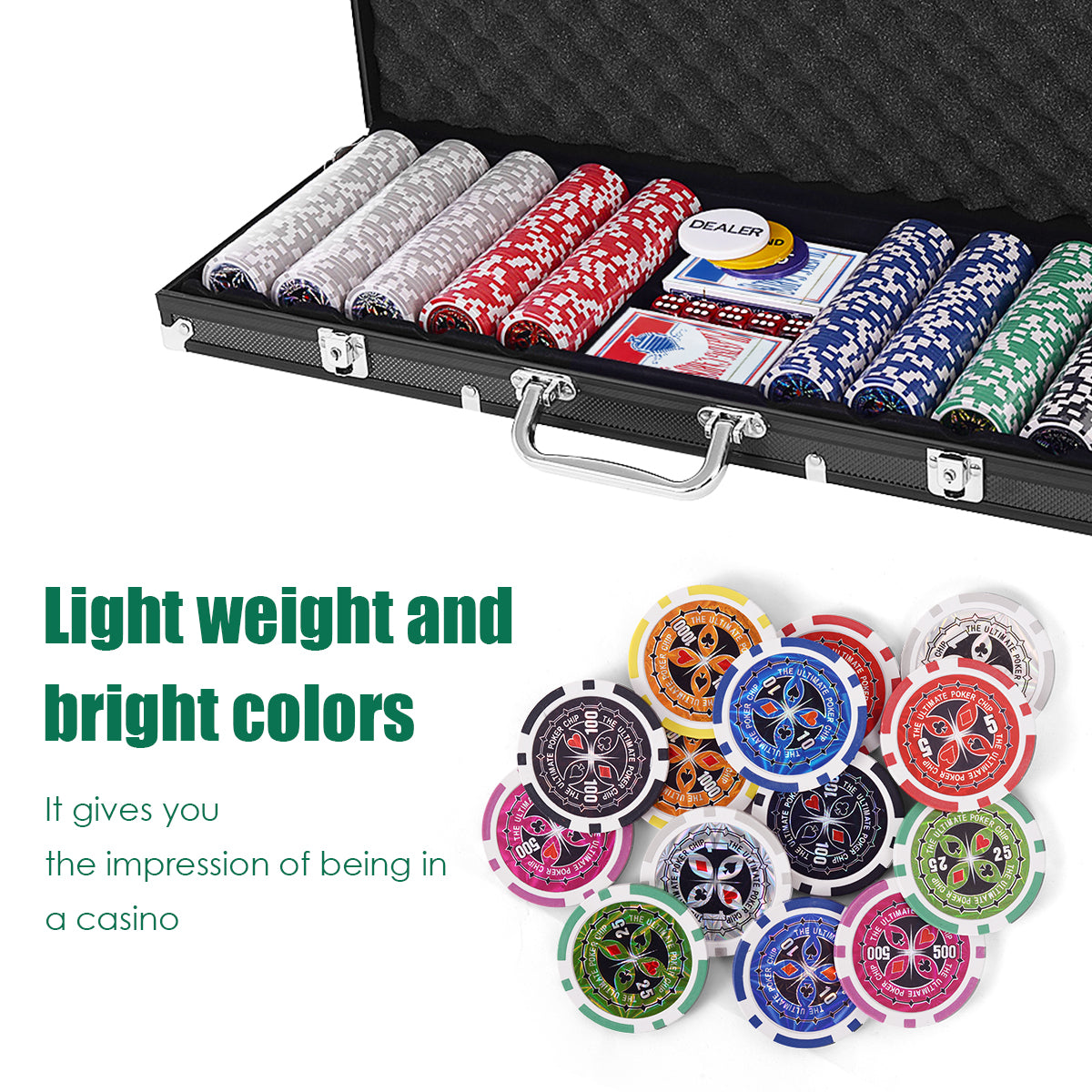 500 Pieces Casino Poker Chip Set for Texas Holdem