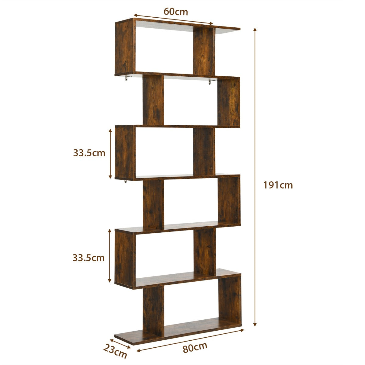 6-Tier Bookshelf with Anti-Tipping Device for Office