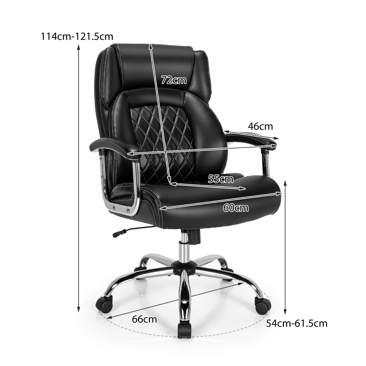 Height Adjustable Executive Chair with Upgraded Padded Armrest for Home/Office