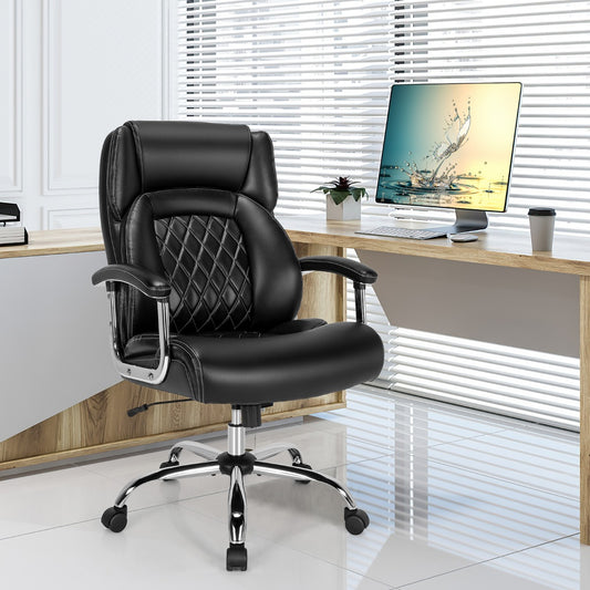 Height Adjustable Executive Chair with Upgraded Padded Armrest for Home/Office