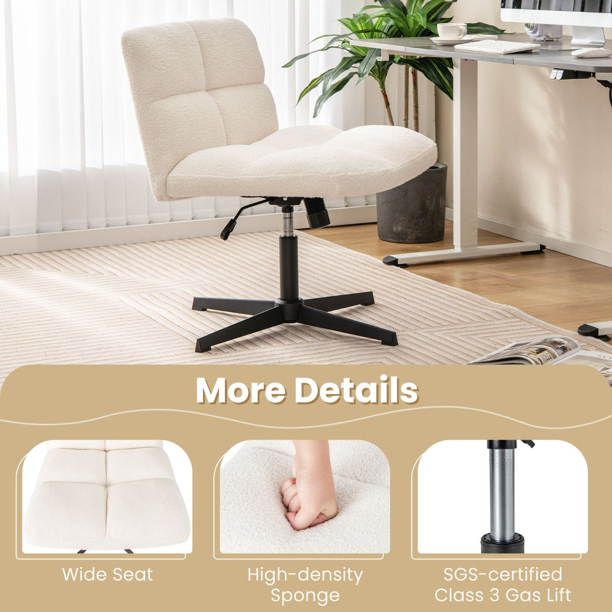 Cross Legged Office Chair with Adjustable Height for Home/Office