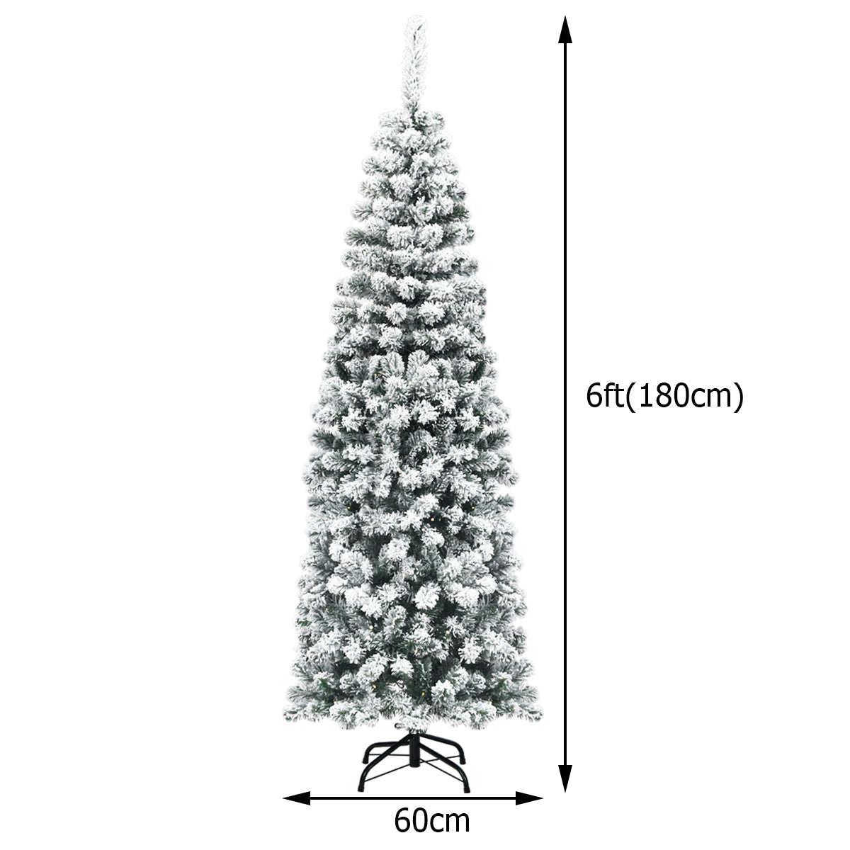 Slim Snow Flocked Christmas Tree for Home Decoration