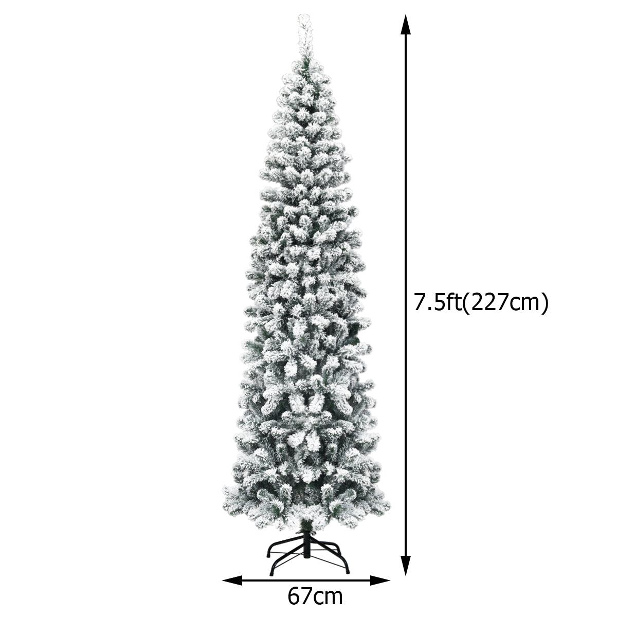 Slim Snow Flocked Christmas Tree for Home Decoration