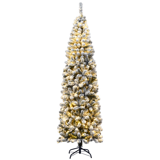 Pre Lit Snowy Slim Snow Flocked Christmas Tree for Home Decoration