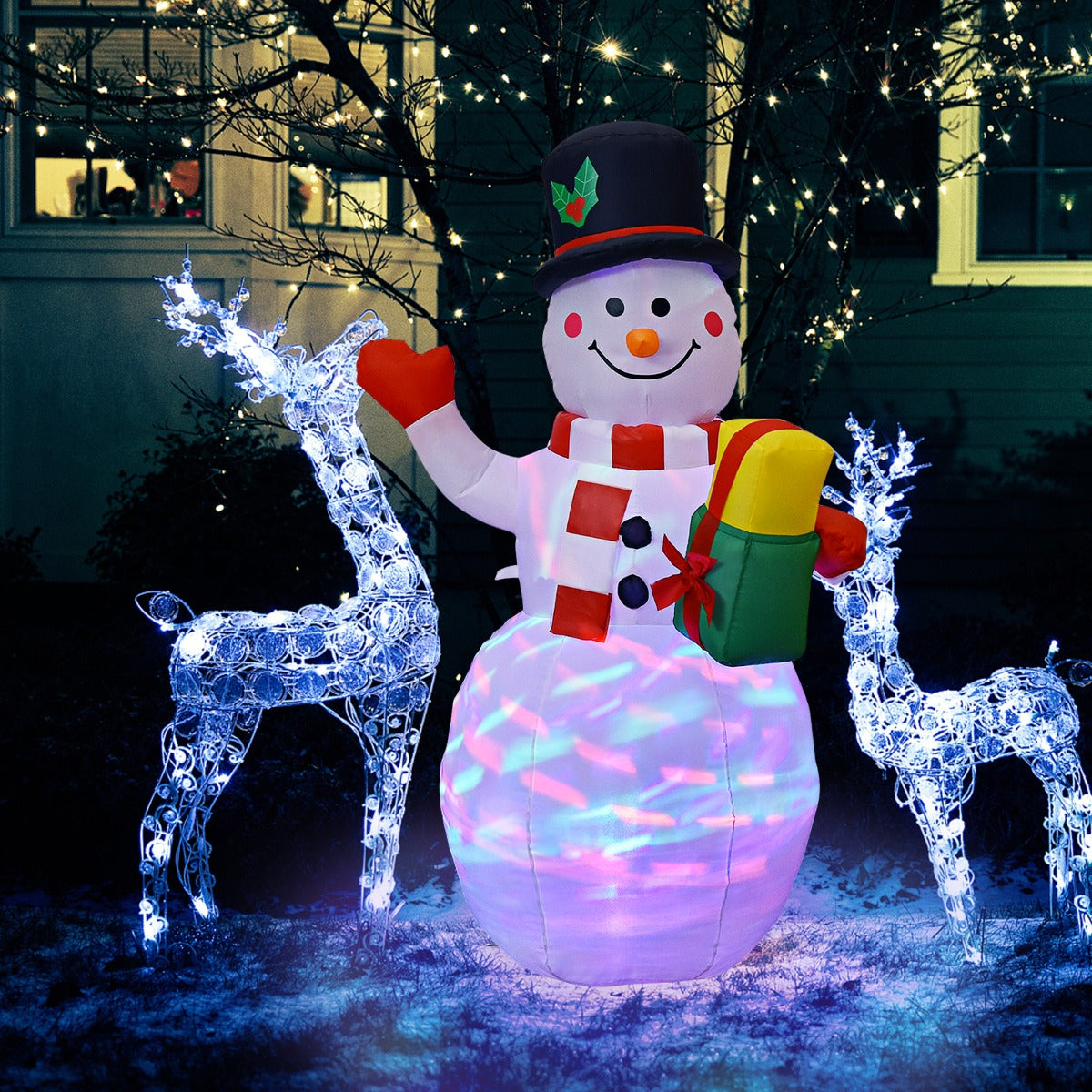 150CM Inflatable Snowman with LED Lights for Christmas Decoration