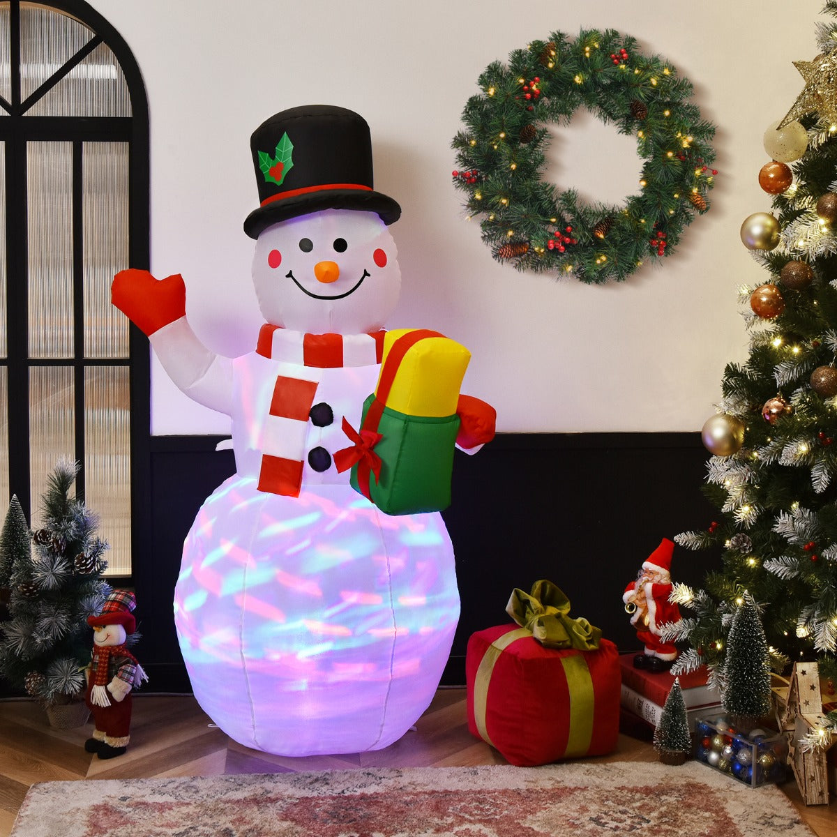 150CM Inflatable Snowman with LED Lights for Christmas Decoration