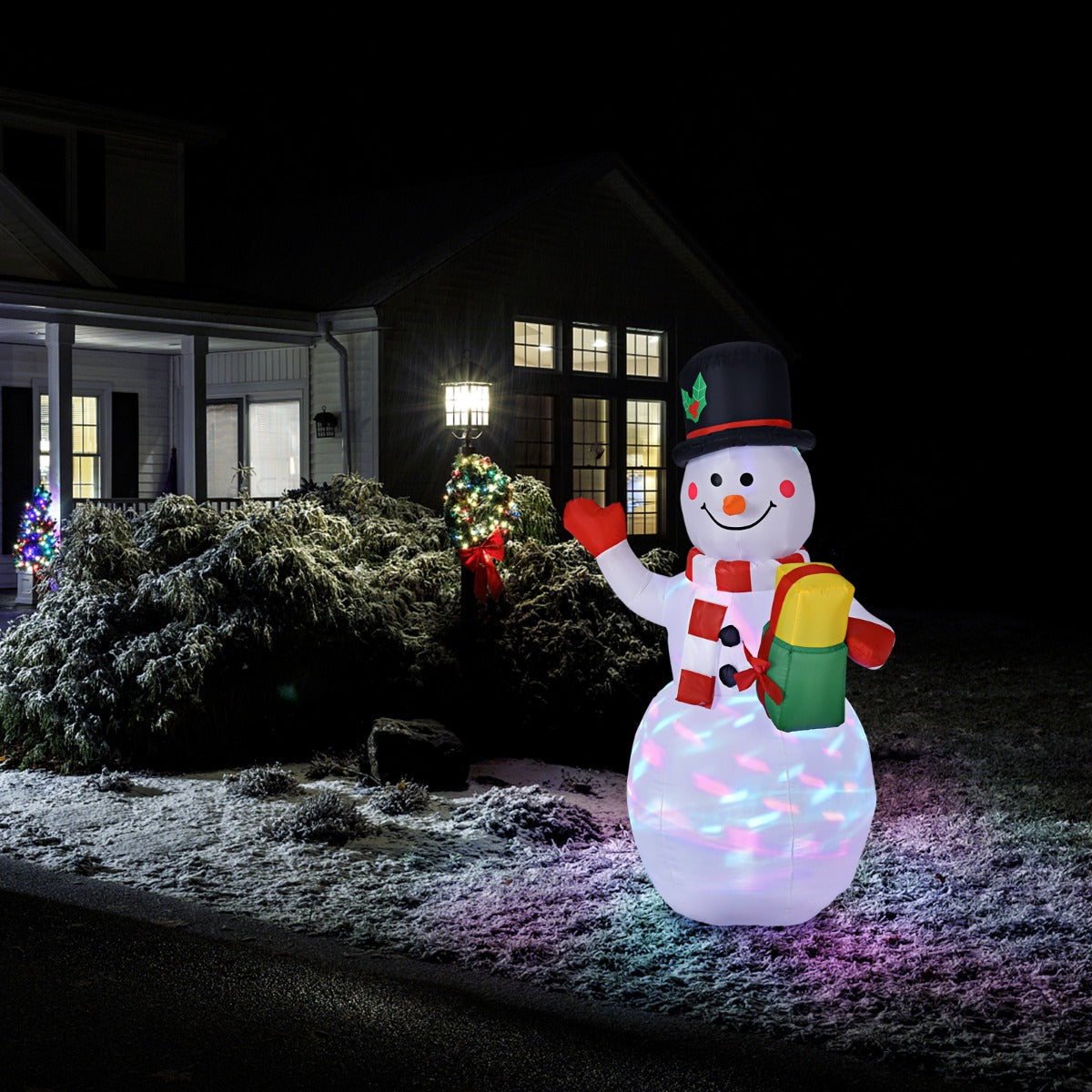 150CM Inflatable Snowman with LED Lights for Christmas Decoration