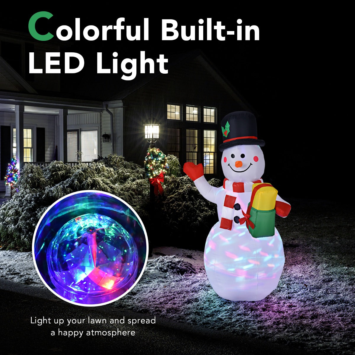 150CM Inflatable Snowman with LED Lights for Christmas Decoration