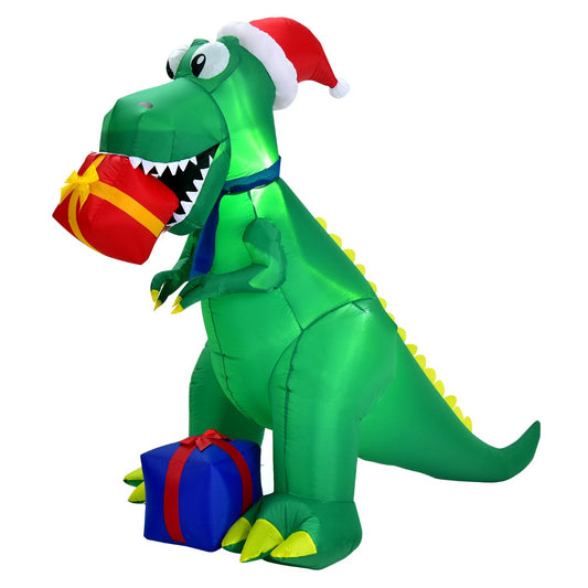 180 CM Christmas Inflatable Dinosaur with LED Lights for Yard & Deck