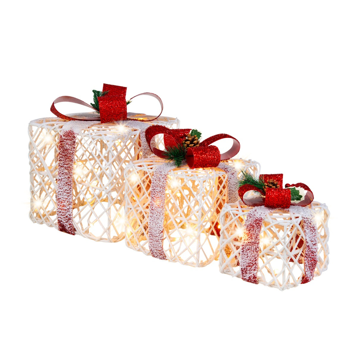 Set of 3 Christmas Lighted Gift Boxes with 60 LED Lights