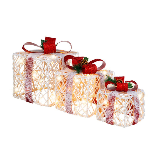 Set of 3 Christmas Lighted Gift Boxes with 60 LED Lights