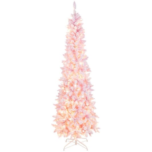 2.1M Pre-Lit Artificial Hinged Christmas Tree with 8 Lighting Modes