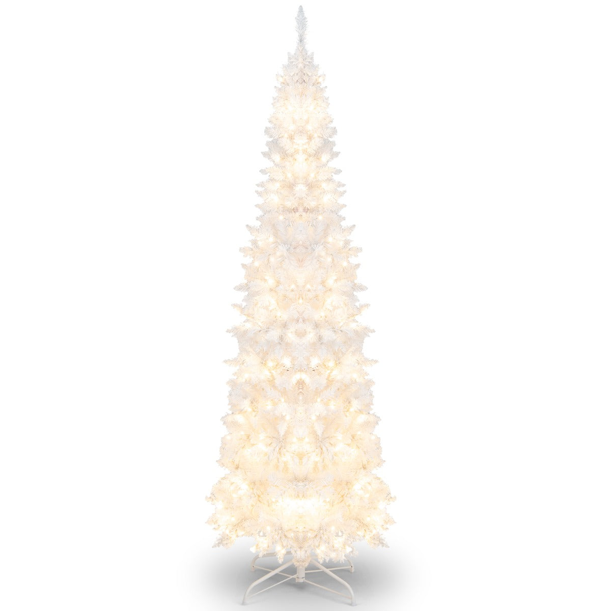 2.1M Pre-Lit White Christmas Tree with 8 Lighting Modes