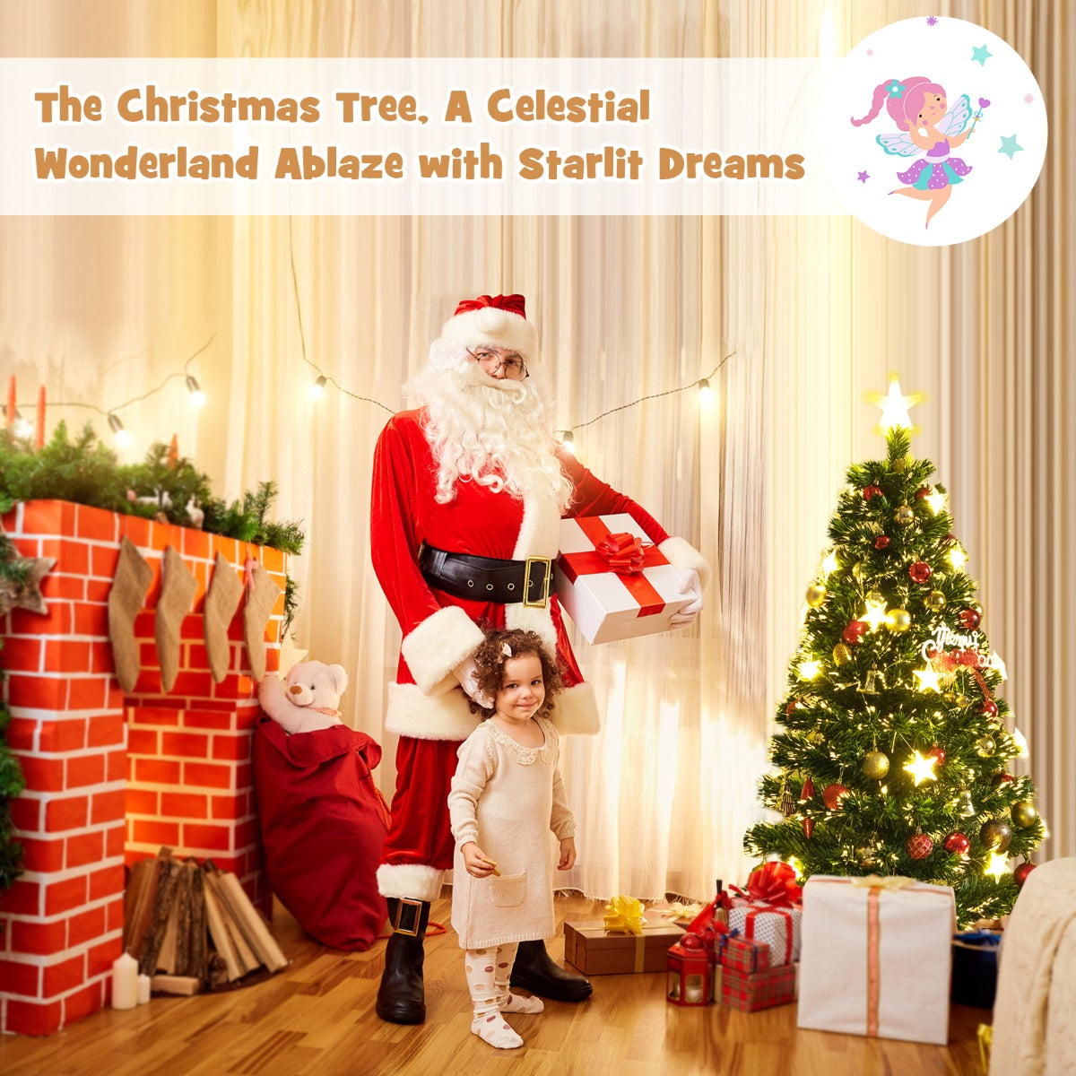 150CM/180CM Pre-Lit Christmas Tree with 8 Lighting Modes