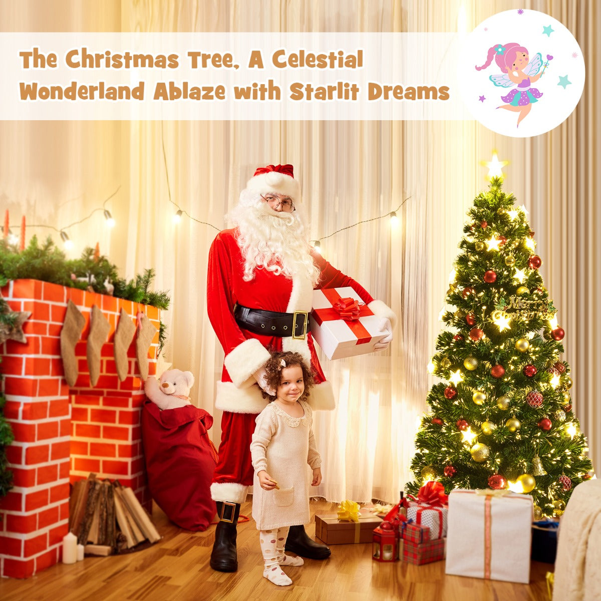 150CM/180CM Pre-Lit Christmas Tree with 8 Lighting Modes