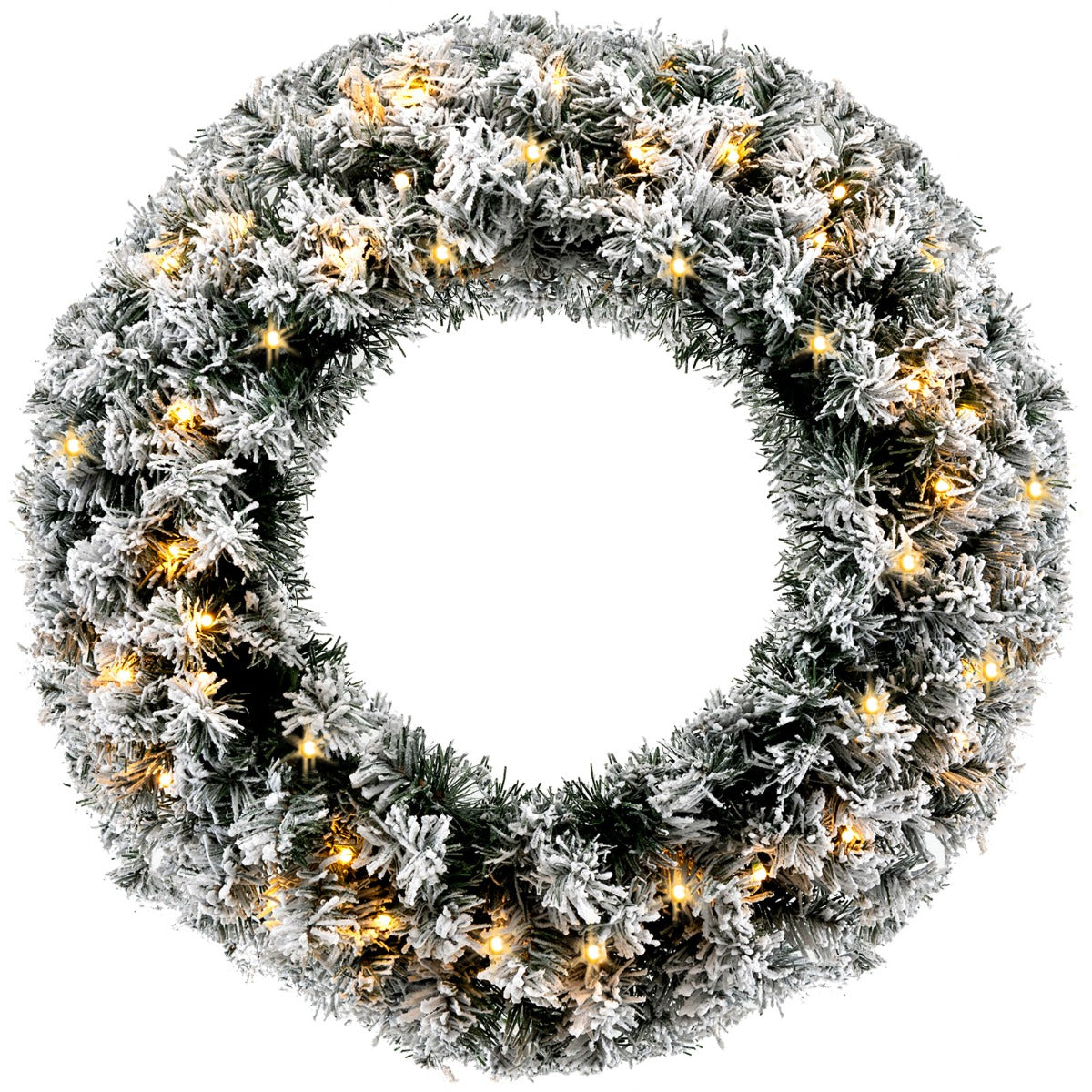 61CM Flocked Christmas Wreath with Timer for Front Door